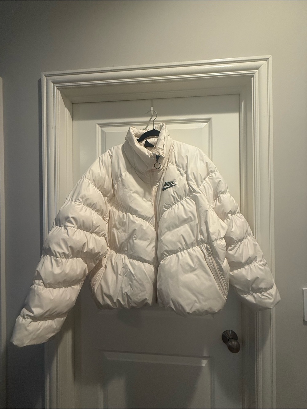 Nike Women's Off-White Puffy High-Collar Puffer Jacket